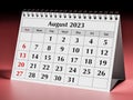 August 2023. One page of the annual business desk monthly calendar