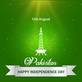 14 August 1947 pakistan independence day with tower of minor-e -pakistan. It is suitable for poster and banner. vector