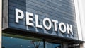 August 28, 2019 Palo Alto / CA / USA - Peloton store sign in Stanford Shopping Center; Peloton is an American exercise equipment