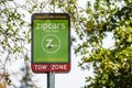 August 8, 2019 Palo Alto / CA / USA - Zipcars reserved parking sign in a parking lot in Silicon Valley; Zipcar is a car sharing Royalty Free Stock Photo