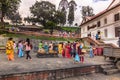August 18, 2014 - People in Pashupatinath Temple in Kathmandu, N Royalty Free Stock Photo