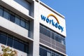 August 25, 2019 Pleasanton / CA / USA - Workday sign at their headquarters; Workday, Inc. is an onÃ¢â¬âdemand cloud-based Royalty Free Stock Photo