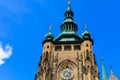 August 22, 2022 Prague, Czech Republic. Exterior Gothic Catholic Cathedral of St. Vitus, Wenceslas and Vojtech