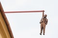 August 25, 2022 Prague, Czech Republic. Monument to Sigmund Freud, Hanging Man. Background with copy space