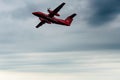 August 28, 2021: Prescott, Ontario, Canada. Transport Canada Surveillane plane flying along tthe St. Lawrence River between Canada