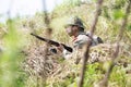 Japanese soldiers-reenactors reproduce the attack on the Soviet army during the Second World War