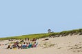 August Ã¢â¬Å½3 Ã¢â¬Å½2011 Provincetown Cape Cod USA - Sun worshipers at the beach at National Seashore some on becach chairs and some on