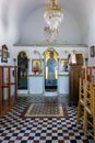 August 23rd 2017 - Lipsi island, Greece - The interior of a small orthodox church in Lipsi island, Dodecanese, Greece