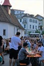 Crowds gathered at local concert in Wegis, Switzerland