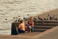 August 1, 2017, Russia, St. Petersburg, a man and a woman on the embankment
