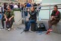 Performance of a group of street musicians