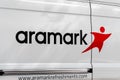 August 21, 2019 San Francisco / CA / USA - Aramark sign displayed on a vehicle making a delivery; Aramark Corporation is an