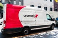 August 21, 2019 San Francisco / CA / USA - Aramark vehicle making deliveries in San Francisco; Aramark Corporation is an American Royalty Free Stock Photo