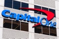 August 21, 2019 San Francisco / CA / USA - Close up of Capital One logo at their corporate headquarters in SOMA district; Capital