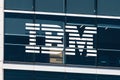 August 21, 2019 San Francisco / CA / USA - Close up of IBM logo at their headquarters located in SOMA district, downtown San Royalty Free Stock Photo