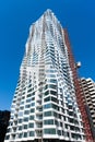 August 21, 2019 San Francisco / CA / USA - MIRA, with a rippled facade design, is a 39-story, 422-foot residential skyscraper