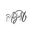 August sign calligraphy phrase. Hand drawn black color modern lettering. Royalty Free Stock Photo