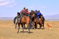 August 24 2023 - Song kol Lake, Kyrgyzstan: Locals play kok boru (ulak tartysh), traditional horse game,