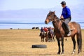 August 24 2023 - Song kol Lake, Kyrgyzstan: Locals play kok boru (ulak tartysh)