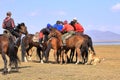 August 24 2023 - Song kol Lake, Kyrgyzstan: Locals play kok boru (ulak tartysh)