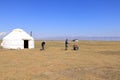 August 23 2023 - Song kol lake, Kyrgyzstan: nomad people live their ordinary life on the summer pasture