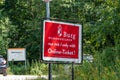 August 1st, 2020 - Hohenzollern, Germany: Road sign of Hohenzollern Burg hill