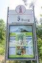 August 1st, 2020 - Hohenzollern, Germany: Road sign of Hohenzollern Burg hill