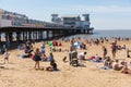 August summer sunshine at the beach and pier Weston-super-Mare Somerset Royalty Free Stock Photo