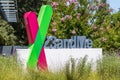 August 3, 2020 Sunnyvale / CA / USA - The 23andme logo at their new headquarters in Silicon Valley; Based on a saliva sample,