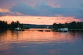 August sunset on lake Saimaa. Savonlinna, Finland Royalty Free Stock Photo