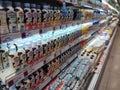 August 19, 2023. Surabaya, East Java, Indonesia. Display of food and beverage shelves in a supermarket in Surabaya