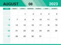 August 2023 template, Calendar 2023 template vector, planner monthly design, Desk calendar 2023, Wall calendar design, Minimal