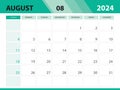 August 2024 template, Calendar 2024 template vector, planner monthly design, Desk calendar 2024, Wall calendar design, Minimal