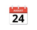 August, 24th calendar icon vector, concept of schedule, business and tasks