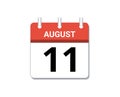 August, 11th calendar icon vector, concept of schedule, business and tasks