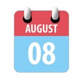 august 8th. Day 8 of month,Simple calendar icon on white background. Planning. Time management. Set of calendar icons for web Royalty Free Stock Photo