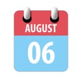 august 6th. Day 6 of month,Simple calendar icon on white background. Planning. Time management. Set of calendar icons for web Royalty Free Stock Photo