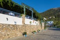 August 26th 2017 - Kos island, Dodecanese, Greece - Street with touristic shops and taverns in the traditional Zia village in Kos Royalty Free Stock Photo