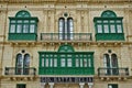 Malta, Valetta: typical green balconies Royalty Free Stock Photo
