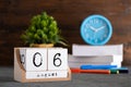 August 06th. August 06 wooden cube calendar Royalty Free Stock Photo