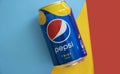 August 14, 2023 Ukraine city Kyiv iron can of Pepsi drink sweet brand symbol