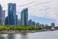 Coal Harbor in Vancouver British Columbia with downtown buildings boats and reflections in the water Royalty Free Stock Photo