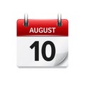 August 10. Vector flat daily calendar icon. Date and time, day, month. Holiday. Royalty Free Stock Photo