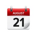 August 21. Vector flat daily calendar icon. Date and time, day, month. Holiday Royalty Free Stock Photo