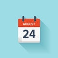 August 24. Vector flat daily calendar icon. Date and time, day, month. Holiday Royalty Free Stock Photo