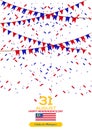 31 August - Vector illustration Malaysia Independence Day Patriotic Design. Happy Independence Day Vector Greeting Card.