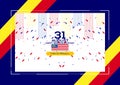 31 August - Vector illustration Malaysia Independence Day Patriotic Design. Happy Independence Day Vector Greeting Card.