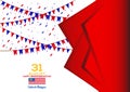 31 August - Vector illustration Malaysia Independence Day Patriotic Design. Happy Independence Day Vector Greeting Card.