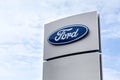 07 of August 2017 - Vinnitsa, Ukraine. Showroom of  FORD logo on a stand Royalty Free Stock Photo