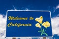 AUGUST 23, 2017 -Welcome to California, Interstate. Blythe, green Royalty Free Stock Photo